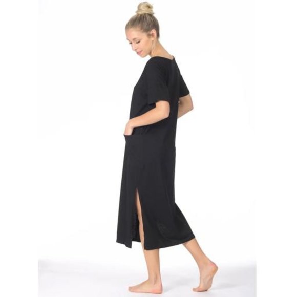 Paper Label Side Splits Dress with Pockets - Picture 2 of 7